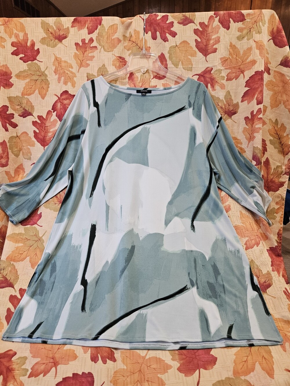Alfani Elements XXL Abstract Watercolor Paint Splash Tunic Blouse